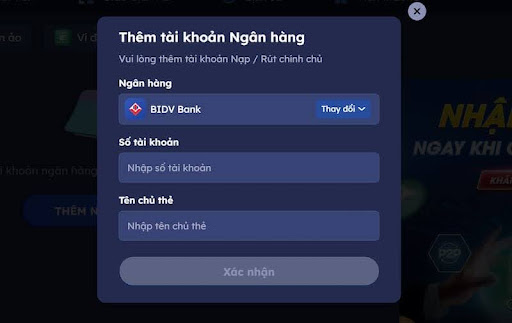 Điền thông tin ngân hàng để chuyển tiền vào DA88